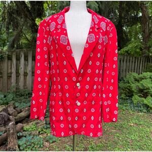VTG lizwear Red Bandana Jacket Blazer Western 12